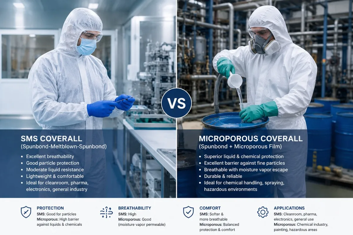 SMS coverall vs microporous coverall SMS coverall vs microporous coverall