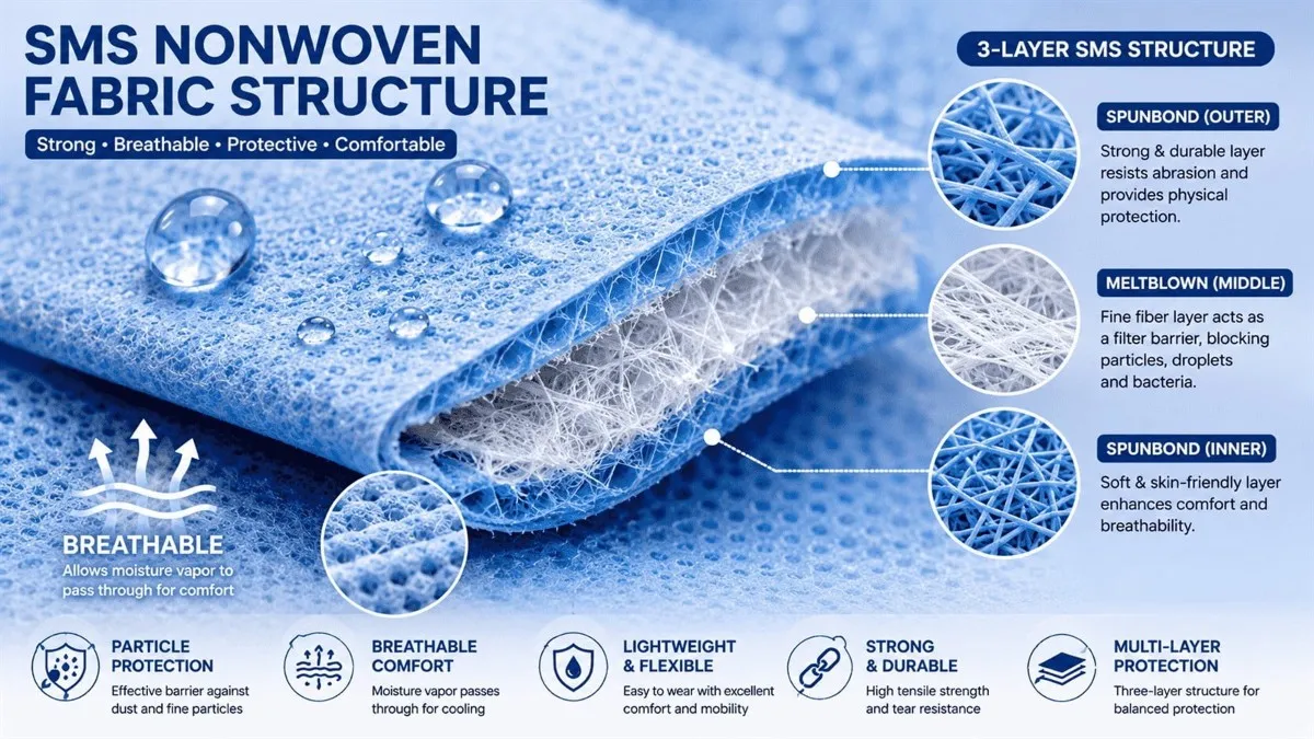 SMS nonwoven fabric structure SMS nonwoven fabric structure